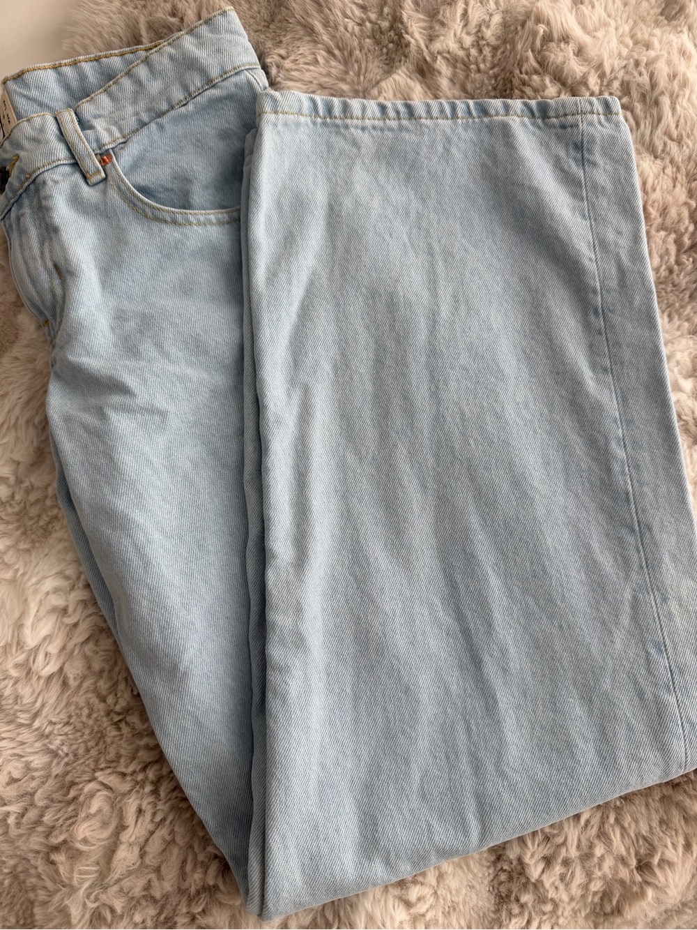 Motel Rocks Low Rise Wide Leg Jeans in Light Blue - Picture 5 of 6